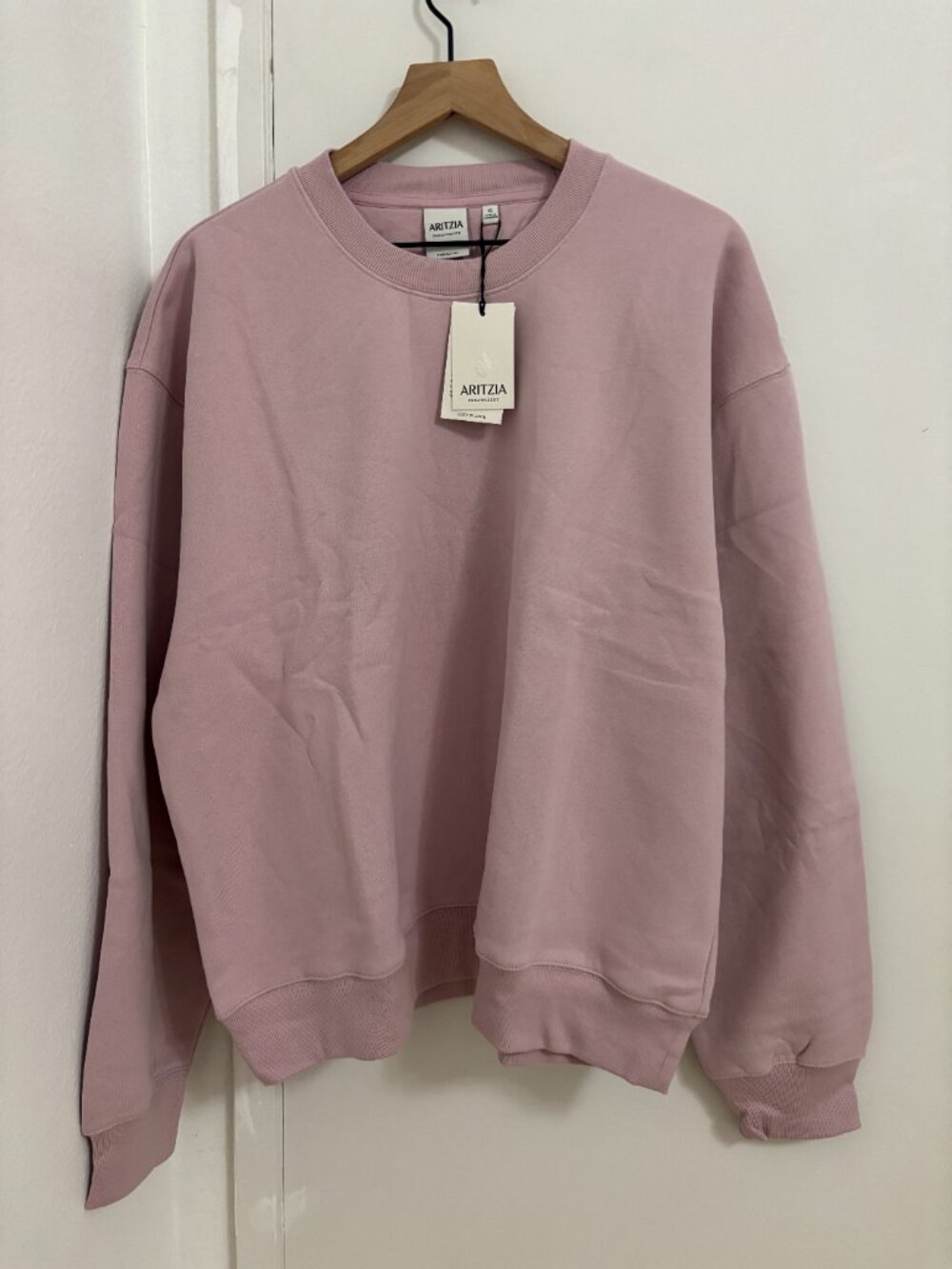 Aritzia Cozy Sweatfleece Perfect Crew Sweatshirt | Dusty Pink | Size XL, S